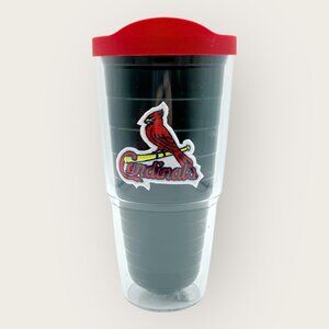 St. Louis Cardinals Tervis Tumbler 24 Oz Clear Plastic With Red Lid